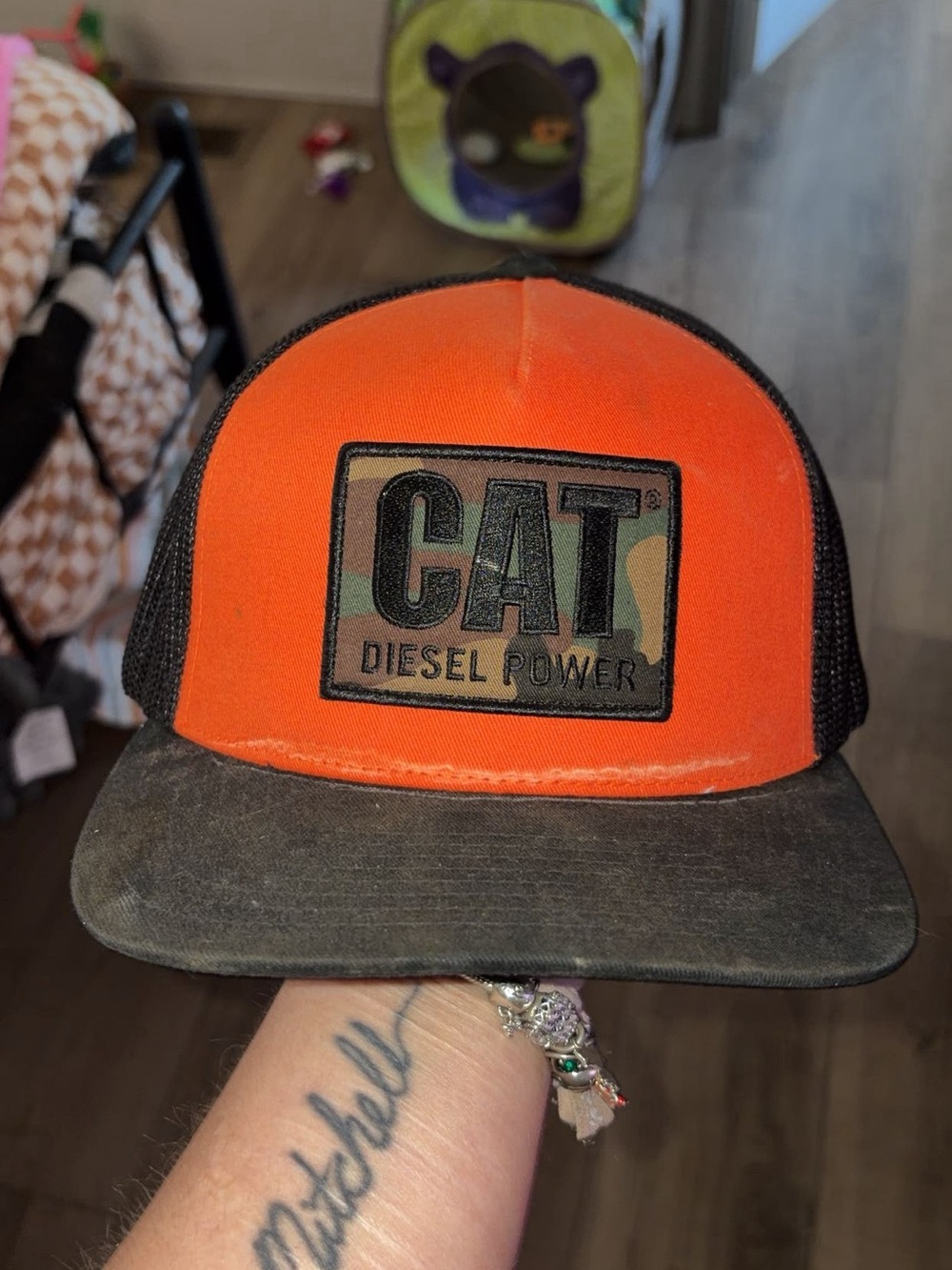 CAT Diesel Power Orange & Black Truckers Hat